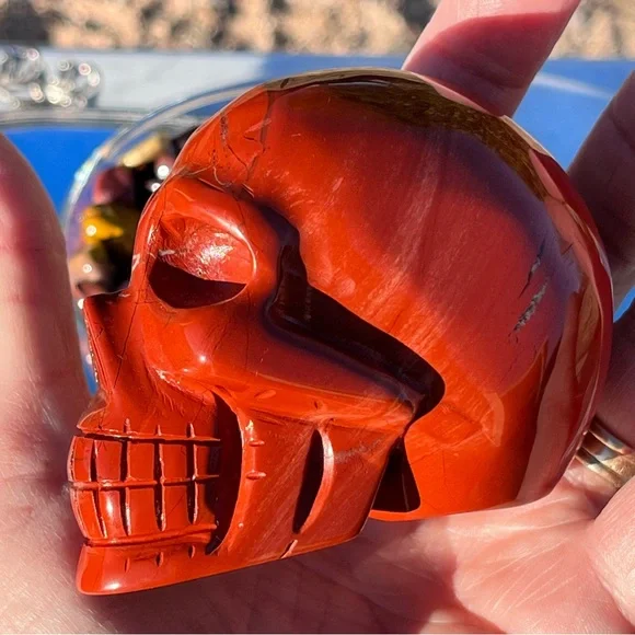 Red Jasper Skull, Sunstone Double Points, Mookite Tumbles, Shungite Tumble - Picture 3 of 17